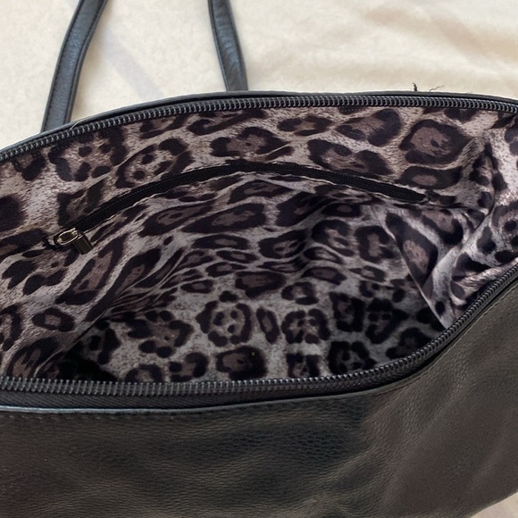 2 Piece Faux Leather Black Tote and Crossbody Purse Set - Picture 12 of 16